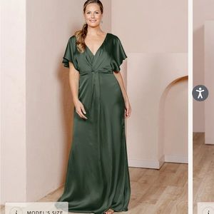 Revelry Bridesmaid Dress - Gwen Satin Dress - Deep Olive